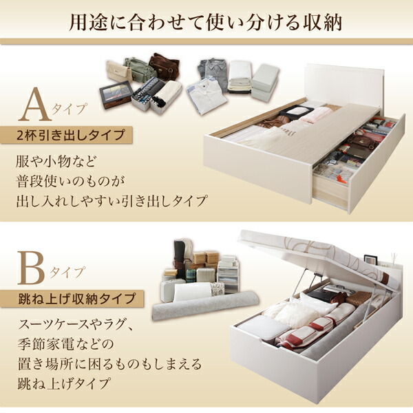 お客様組立 壁付できる棚コンセント付国産ファミリー収納ベッド ベッドフレームのみ A+Bタイプ ワイドK200の画像