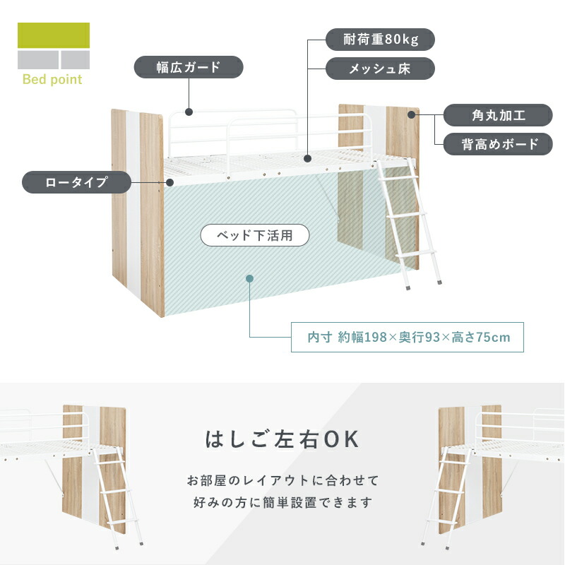 夢が叶う3点セット System Bed システムベッド デスク ワゴン Sシングル102×203×119cm_5
