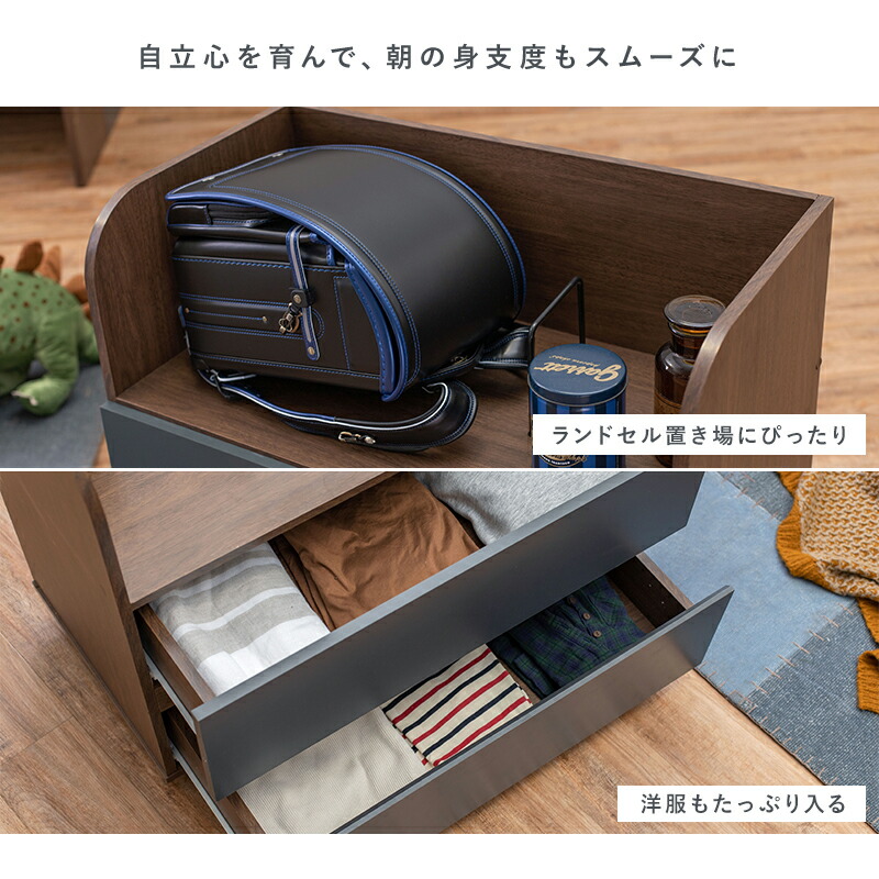 夢が叶う3点セット System Bed システムベッド デスク ワゴン Sシングル102×203×119cm_18