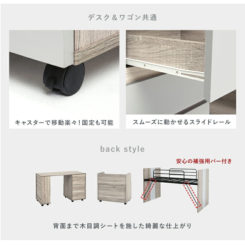 夢が叶う3点セット System Bed システムベッド デスク ワゴン Sシングル102×203×119cm_19
