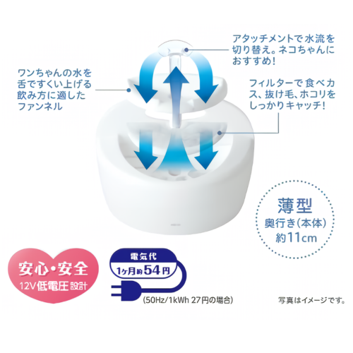 ピュアクリスタル 猫 水飲み器 猫水飲み器 給水器 自動給水器 薄い