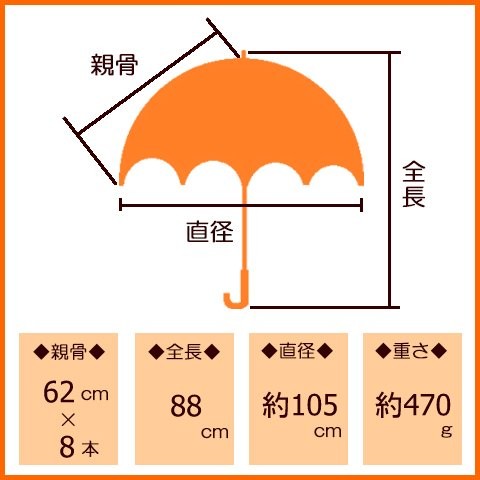 傘 レディース 長傘 日本製 親骨62cm ジャンプ ワンタッチ 甲州産先