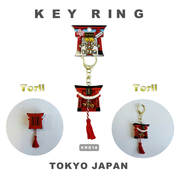 キーホルダー フリフリ鳥居鈴房付き フリフリ伏見稲荷きつね KEY RING