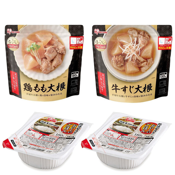 お惣菜 レトルトセット レンジアップ もつ煮込み 牛すじ大根 豚汁 鶏もも大根 肉じゃが ピリ辛 レンジアップセット アイリスフーズ｜kodawari-y｜03