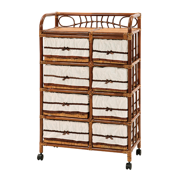 爆買 家具 籐家具 インテリア ランドリー チェスト 3段 棚 キャスター