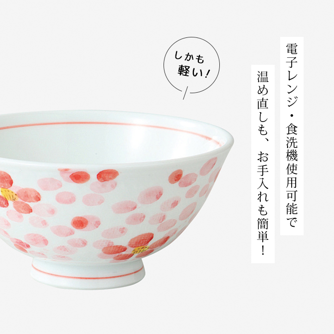醍醐白磁 飯碗 5客セット 花柄 陶器 Demi Voo 飯碗 茶碗 お茶碗 軽量 花 セット 磁器 花散らし 軽量飯碗 中