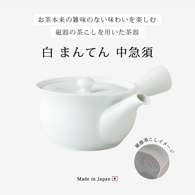 Demi Voo 急須 土瓶 きゅうす 取手 横手 お手入れ簡単 磁器 白磁