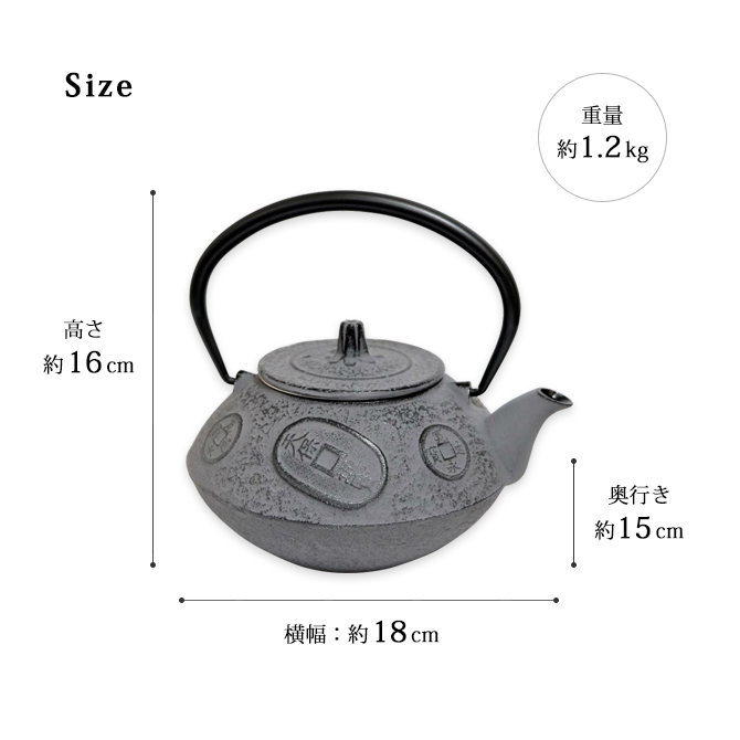 鉄瓶 古銭 0.8L OH06