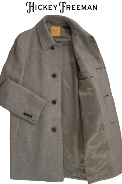 40%オフ ヒッキーフリーマン コート 秋冬物 バルカラー ハーフコート ベージュ 無地 軽量 日本縫製 メーカー正規品