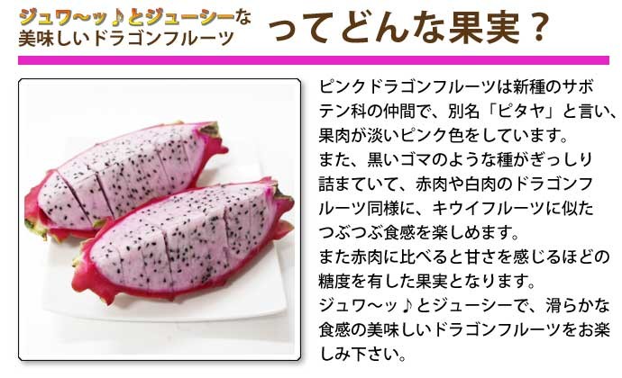沖縄県南城市産ピンクドラゴンフルーツ 約1kg前後 3〜5玉入