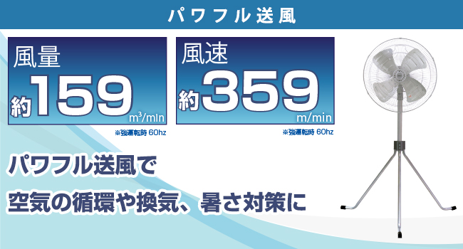 広電 工業扇 50cm 三脚型 アルミ羽根 首振り 3段階風量 羽根簡単取付