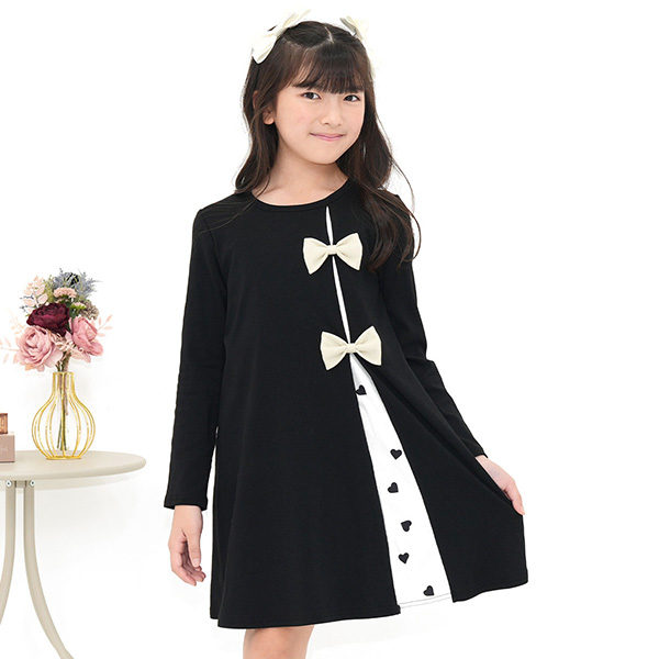 Bee des Bee リボン切り替えワンピース 長袖 子供服 キッズ ジュニア