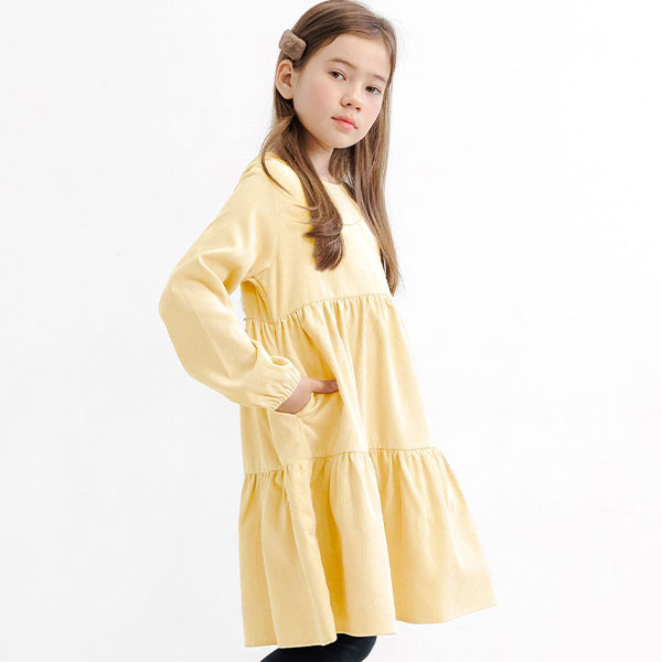 【pero】ペロ コットン シルク ワンピース キッズサイズ イエロー Bee des ワンピース キッズ 子供服 女の子 100 110 120 130 140