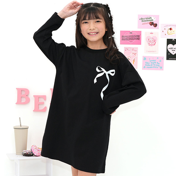 Bee des Bee 【クーポンで70％OFF】 プリントワンピース 長袖 子供服