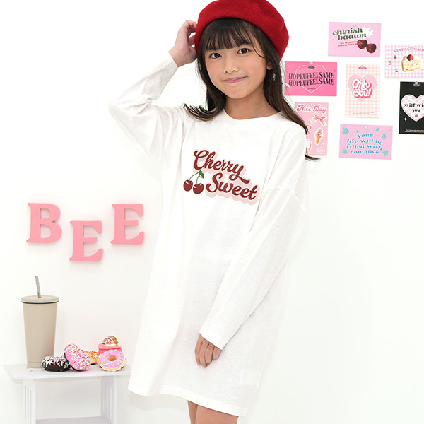 Bee des Bee 【クーポンで70％OFF】 プリントワンピース 長袖 子供服