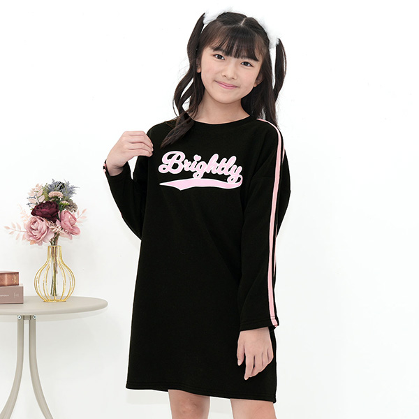 Bee des Bee ラインプリントワンピース 長袖 子供服 キッズ ジュニア