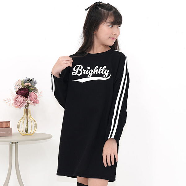 Bee des Bee ラインプリントワンピース 長袖 子供服 キッズ ジュニア