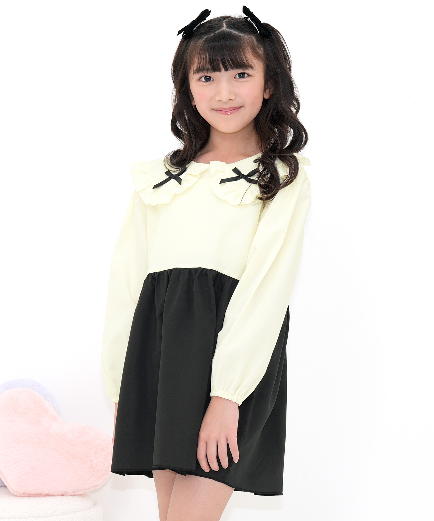 Bee des Bee 切替え襟付きワンピース 長袖 子供服 キッズ ジュニア