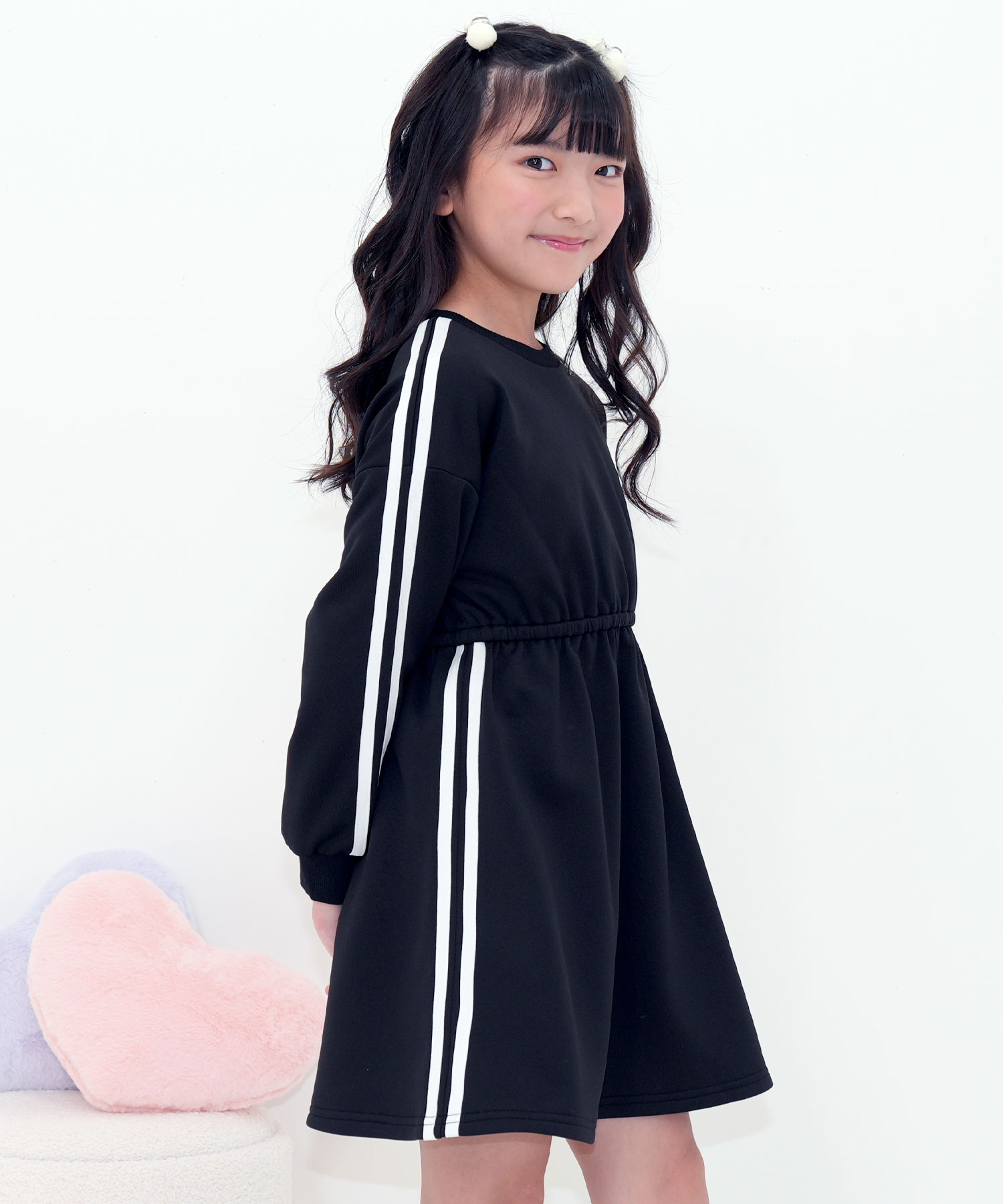 Bee des Bee ウエストギャザーラインワンピース 長袖 子供服 キッズ