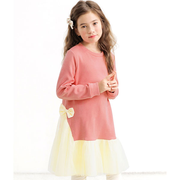 【クーポン利用で20％OFF】裏起毛ドッキングワンピ 女の子 子供服 子ども服 こども服 キッズ 秋...