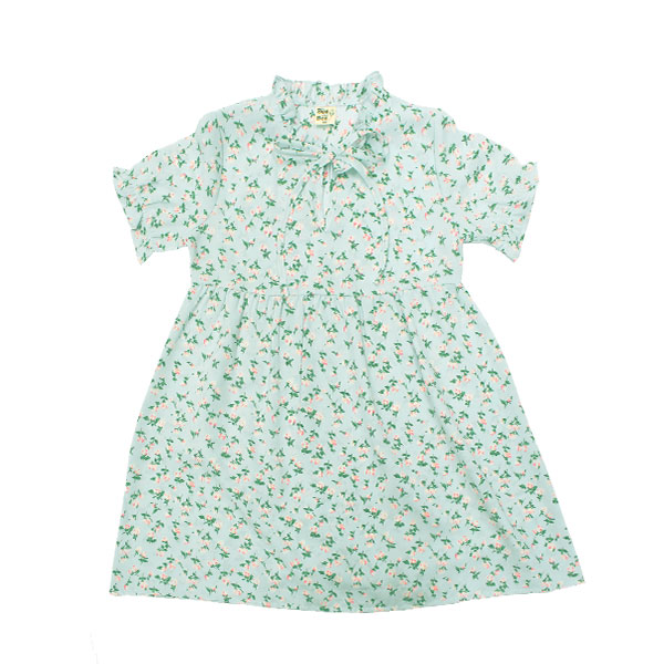 【クーポン利用で80％OFF】 返品交換不可 半袖ワンピース 子供服 キッズ 小花柄 ギャザー リボ...