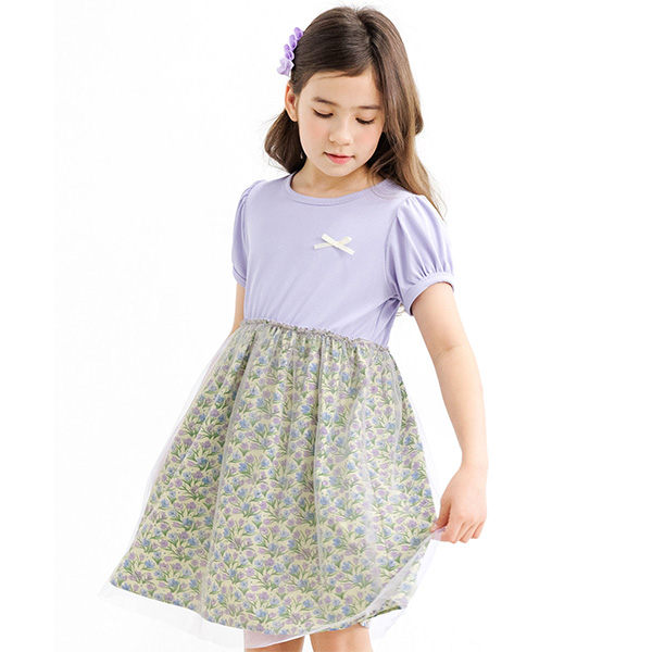 KUMIKYOKU 花柄ワンピースドレス 130サイズ Bee des ワンピース キッズ 子供服 女の子 チュール 花柄 半袖