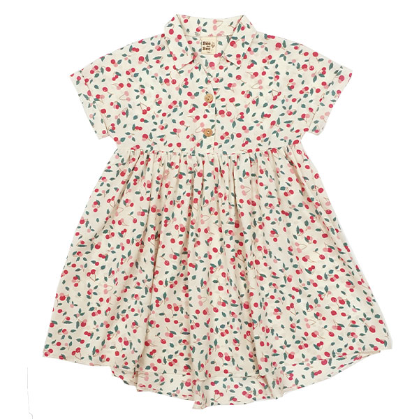 【クーポン利用で最大70％OFF】総柄ワンピース 子供服 キッズ 女の子 シャツ 総柄 レトロ ボタ...