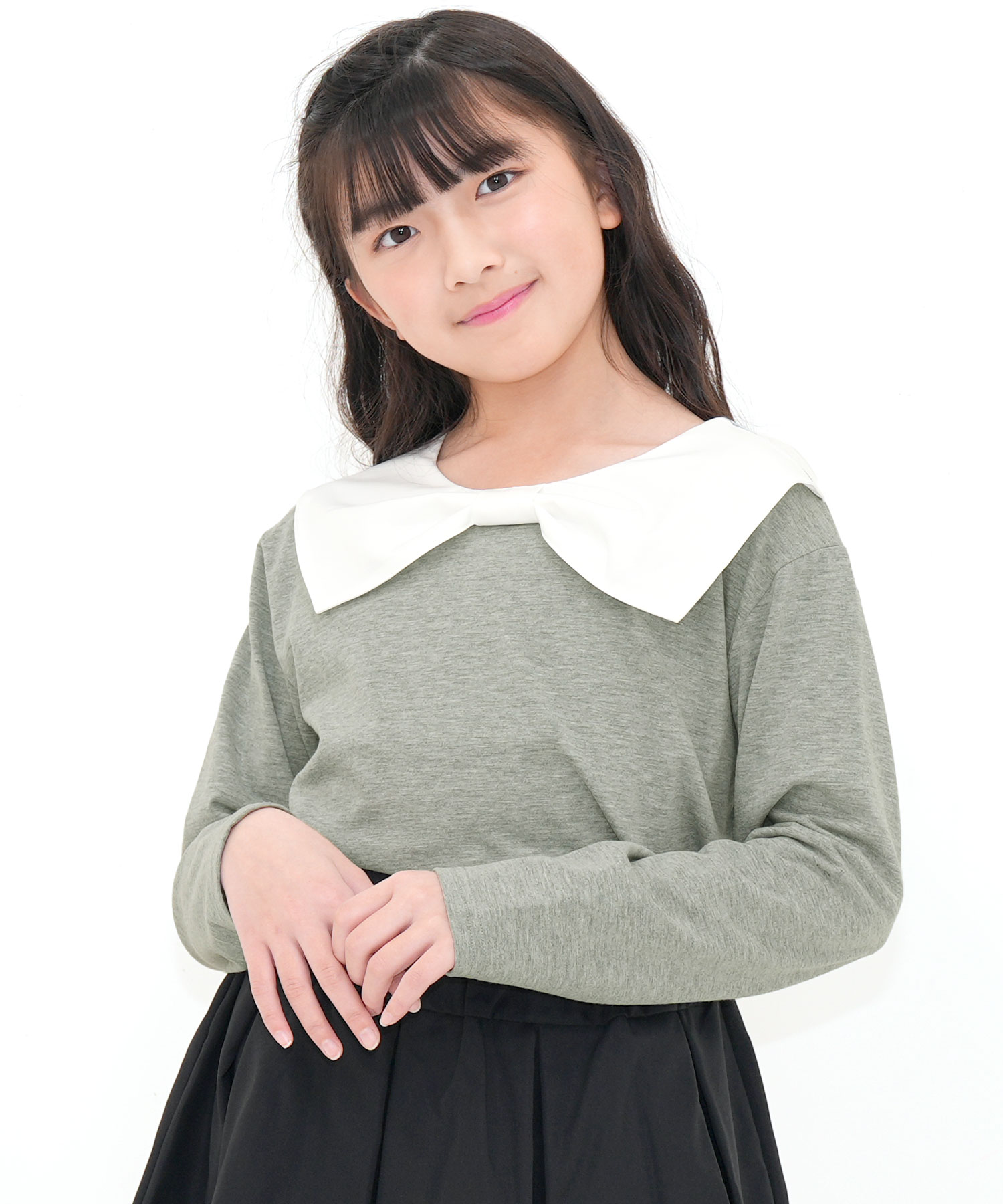 【クーポンで15％OFF】 デザイントップス 長袖 Tシャツ 子供服 キッズ ジュニア 女の子 無地 フリル リボン セーラー 90 100 110 120 130 140 150 | Bee des Bee | 17