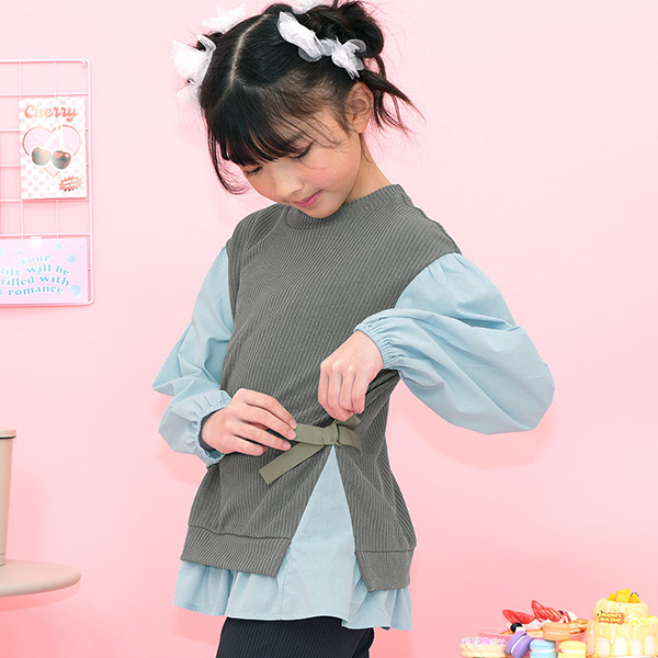 Bee des トップス 女の子 子供服 キッズ シャツ ベスト 長袖