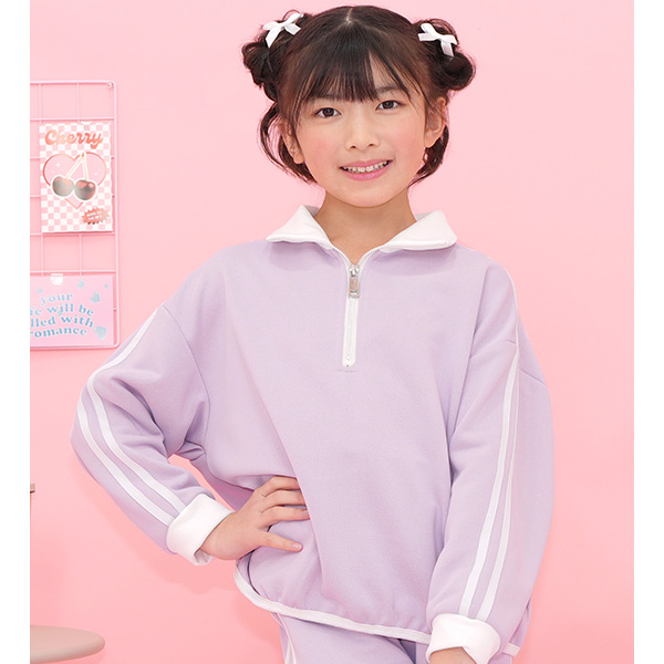 Bee des Bee ラインハーフジップトップス 長袖 子供服 キッズ ジュニア