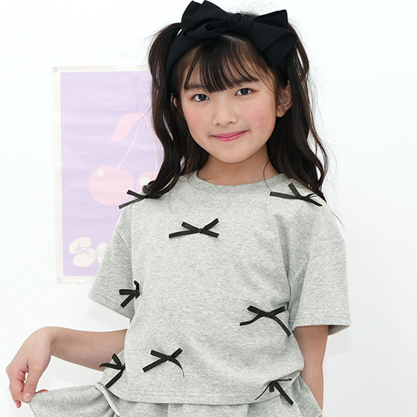 Bee des Bee クロップド丈リボントップス Tシャツ 半袖 子供服 キッズ
