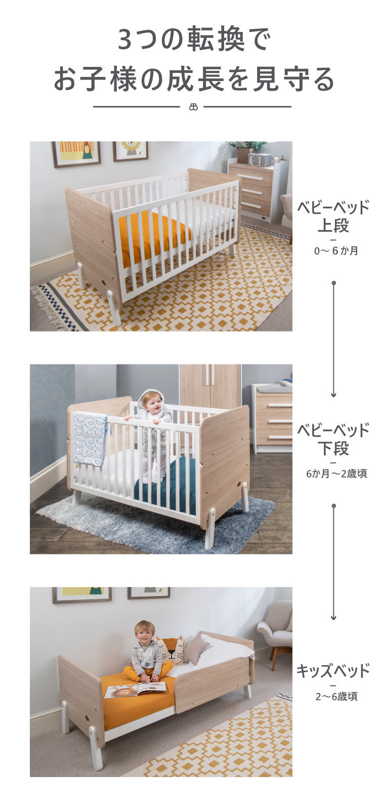 3in1ベッド ナッティB-NACB ベビーベッド 赤ちゃん ベッド 高さ