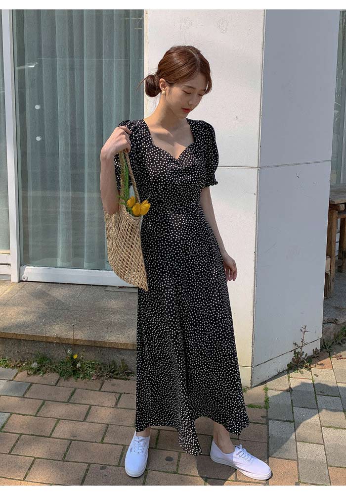 美品✨HERIN.CYE ロングワンピース 半袖 フレア ポケット付き ブラック 公式】HeRIN.CYEのワンピース|シェルターウェブストア