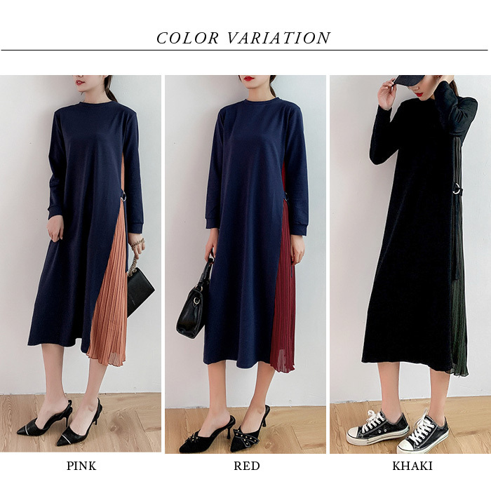 KOEISTORE ワンピース レディース 春 夏 春夏 黒 紺 長袖