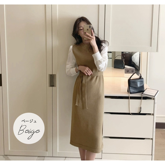 ワンピース A FERRETTI Woman Dress Beige 03190125 0082 涙開き風ミモレ丈ニットワンピースsdpxyf3300 ベージュ – [公式