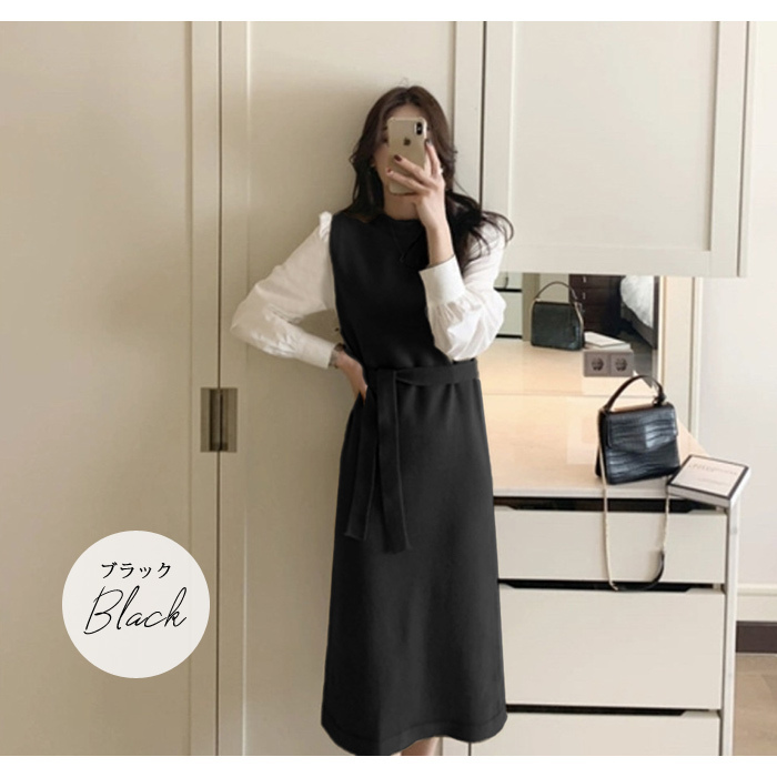 KOEISTORE ニットワンピース レディース 春 夏 春夏 黒 長袖
