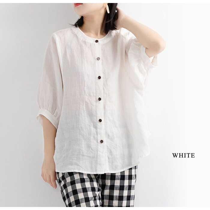 KOEISTORE ブラウス レディース 春 夏 春夏 黒 白 シャツ リネン