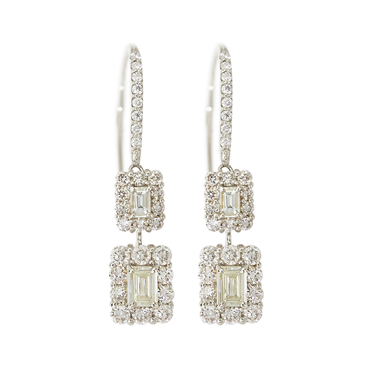 ピアス 18金 レディース バゲットカット ダイヤモンド 1ct k18 18k  