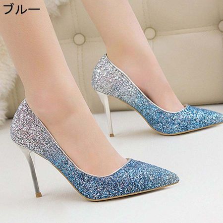 グリッター ハイヒール パンプス ウェディングシューズ パール ウェディング シューズ ブライダルシューズ 結婚式 ラメ