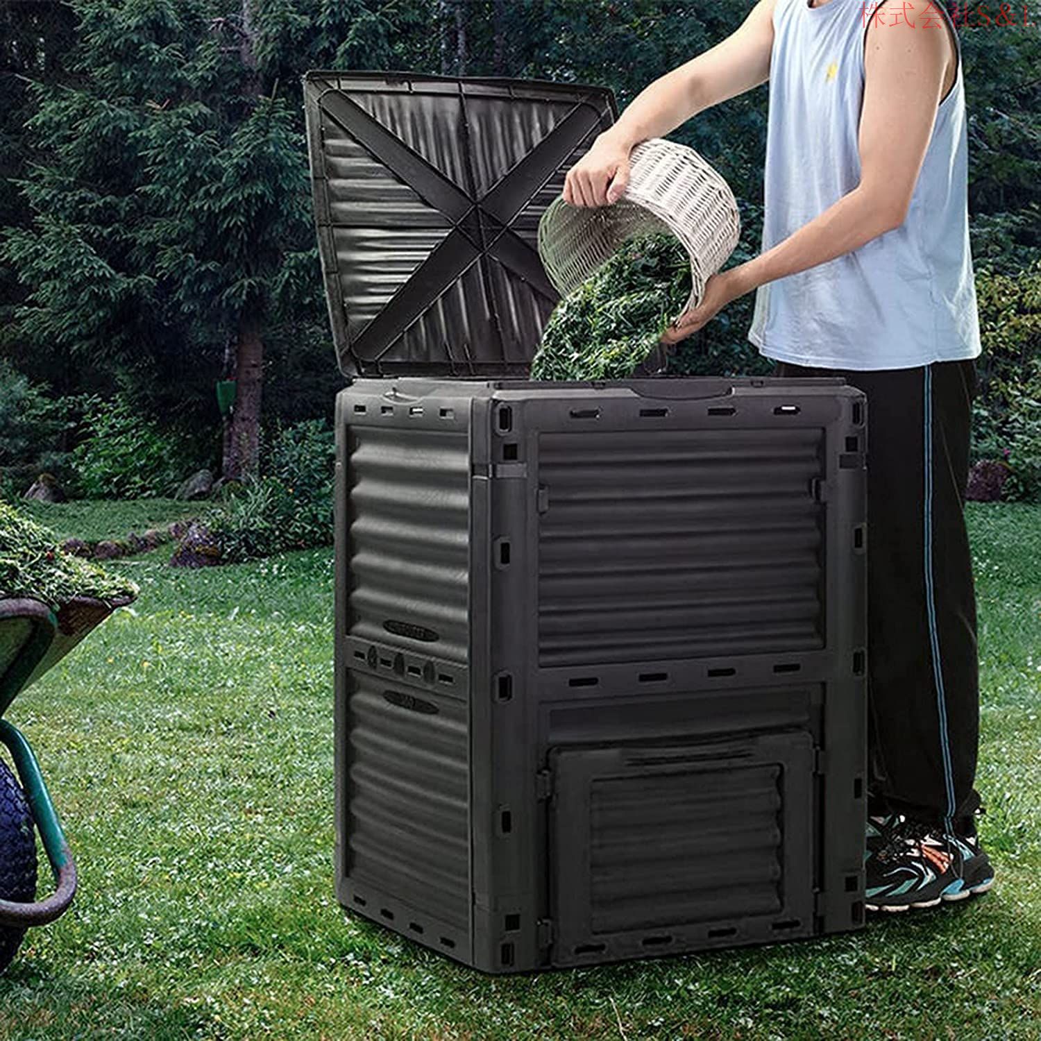 vidaXL ガーデン堆肥箱 ブラック 800Lホーム&ガーデン芝&ガーデンガーデニングコンポスト堆肥箱(代引不可)【送料無料】 vidaXL ガーデン堆肥箱 ブラック 800Lホーム ガーデン芝 ガーデン