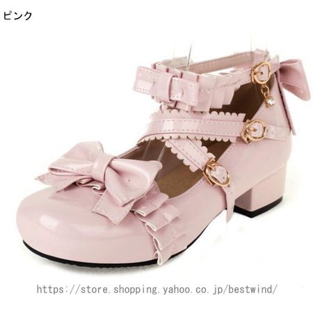 シンプル定番ロリータパンプス ロリータ靴 リボン ロリータ 靴