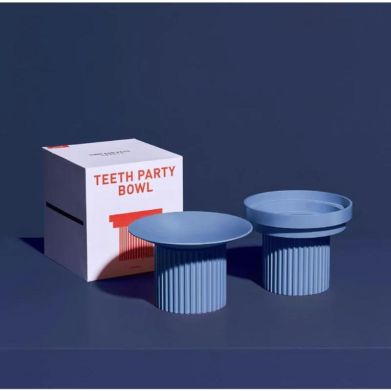 [KOGO-purrre] TEETH PARTY FEEDER PLATE エアリーブルー エアリーブルーAIRY BLUE ペット用　 可愛いな食器スタンドセット　猫・犬用　餌入れエサ皿
