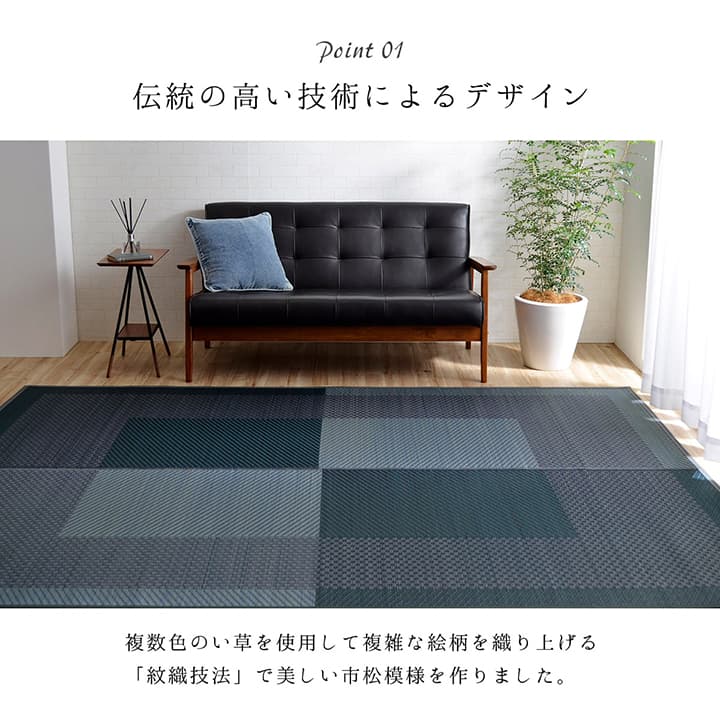 DXモーニング2 い草 い草ラグ カーペット 国産 日本製 モダン 和室 リビング 滑り止め お手入れ簡単 夏 抗菌防臭 調湿 消臭 空気清浄 汚れにくい 送料無料_3