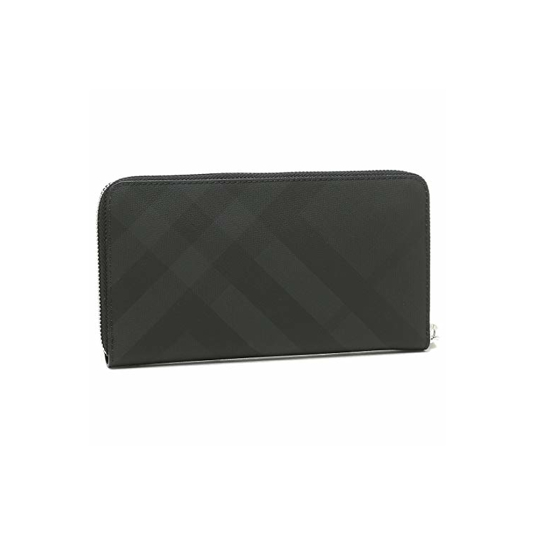 新品未使用 バーバリー 長財布 メンズ ラウンドファスナー チェック チャコール BURBERRY（バーバリー） [正規品]送料無料 DARK CHARCOAL ブラック
