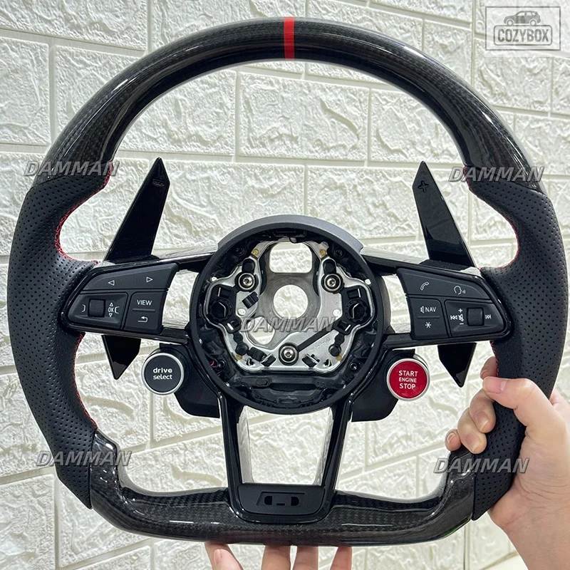 並行輸入品 カーボン ステアリングホイール アウディ RS R8 A3 A4 A5 A6 A7 Q2 Q3 Q5 Q7 Q3L Q7L S4 S5 S7 B8 C7 B9 ボタン 付きステアリングホの画像