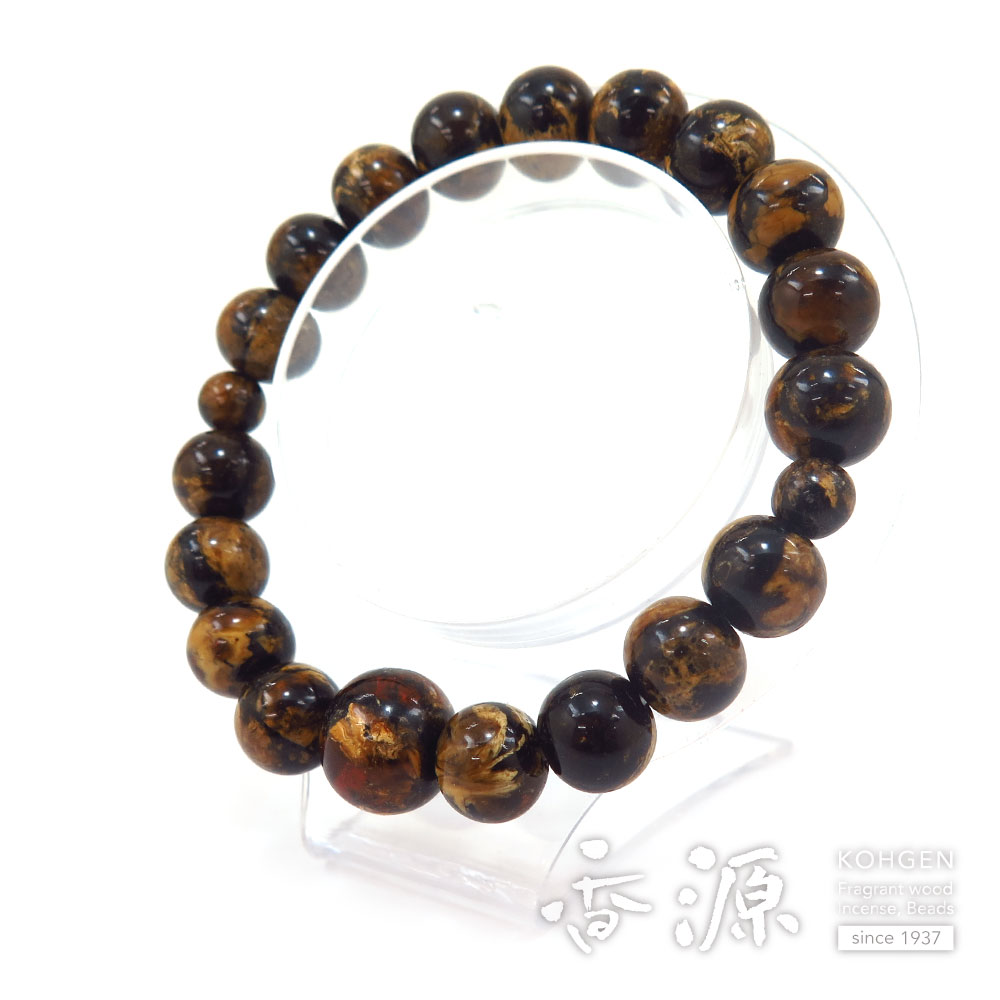 虎琥珀 10mm 親玉のみ (三つ穴) @1,×28玉