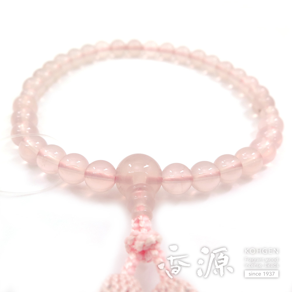 公式価格の対象 女性用のお数珠　紅水晶 8mm玉片手 共仕立て ピンク房　限定品