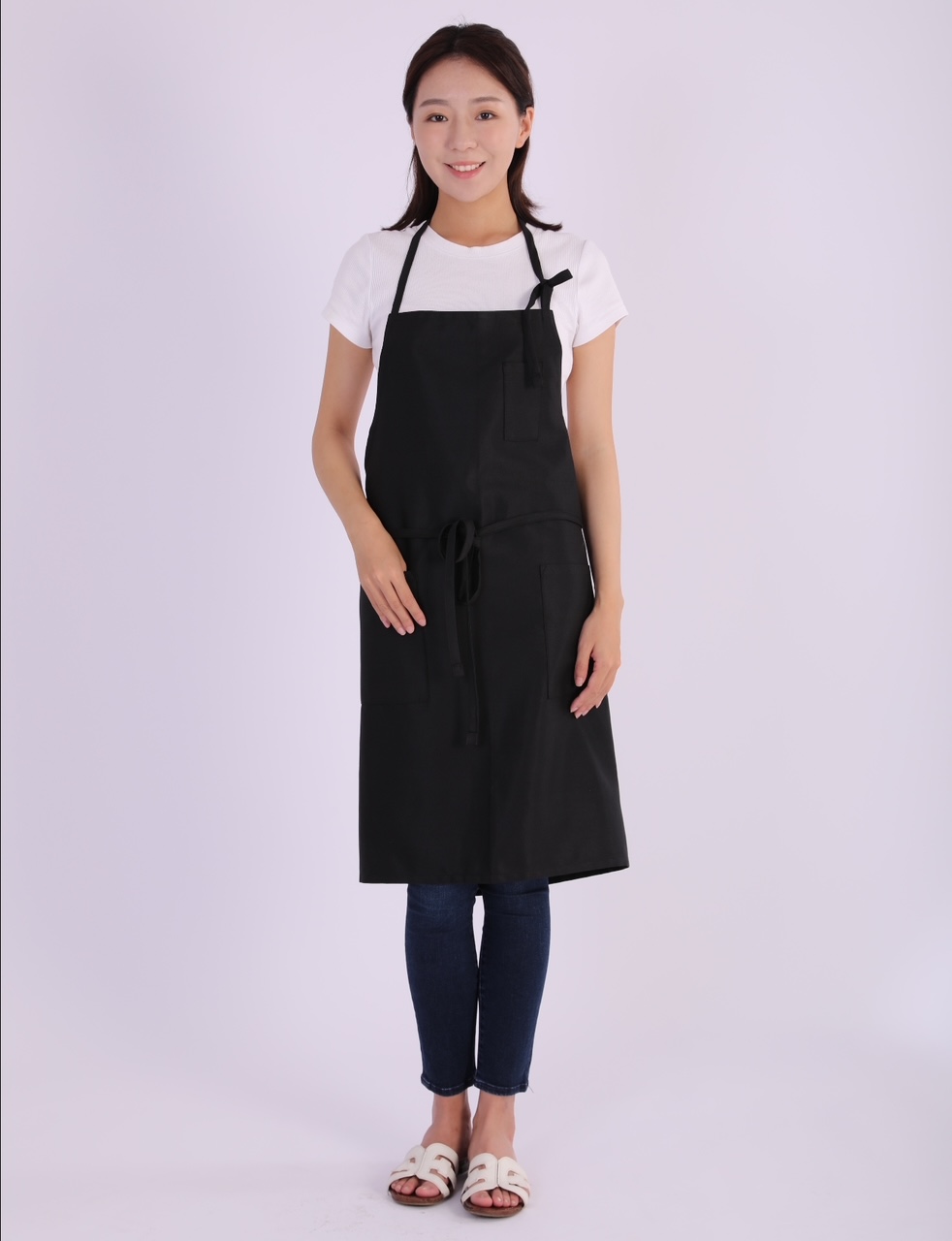 エプロン シンプル 首掛け カフェ カフェ風 無地 おしゃれ 業務用 業務