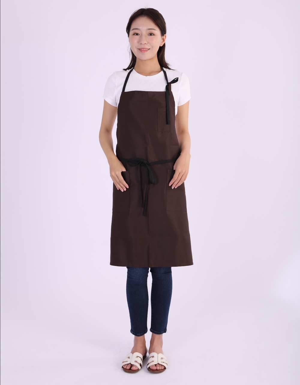 エプロン シンプル 首掛け カフェ カフェ風 無地 おしゃれ 業務用 業務