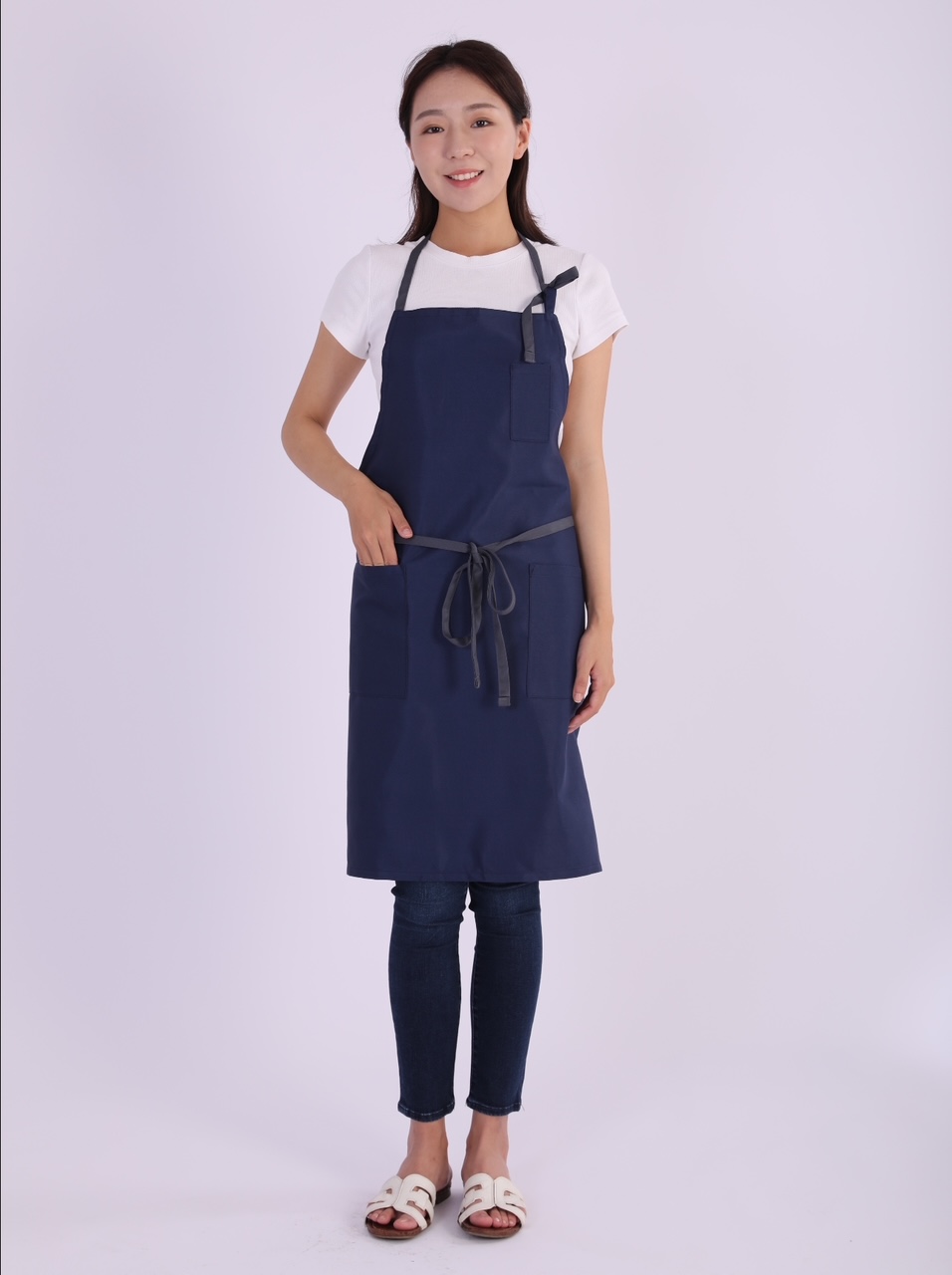 エプロン シンプル 首掛け カフェ カフェ風 無地 おしゃれ 業務用 業務